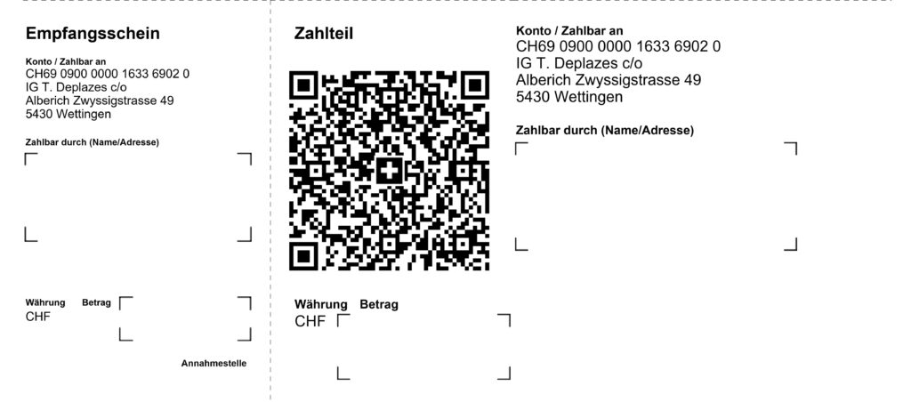 einzahlungsschein IG tamara deplazes